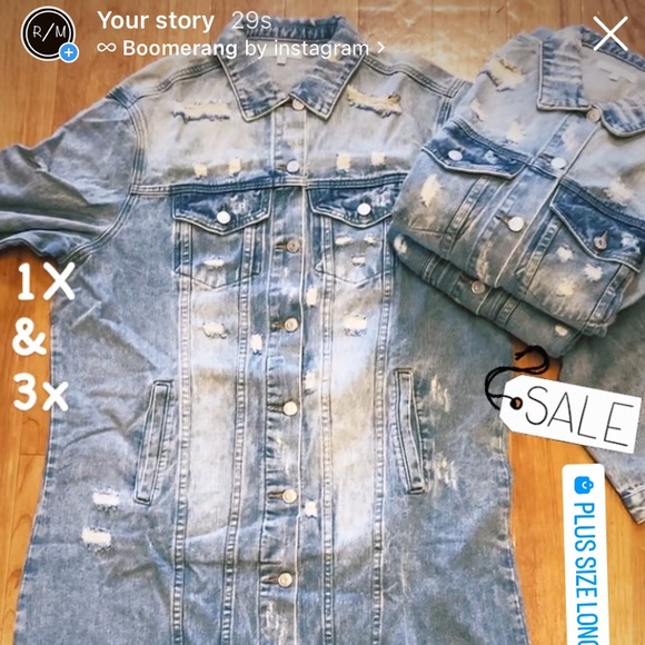 Plus Size Long Denim Jacket Rag & Muffin - Picture 7 of 7